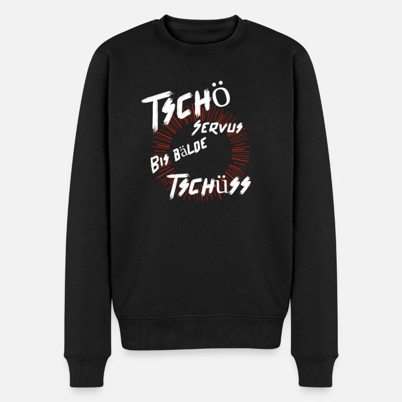 Verabschiedungen in verschiedenen Dialekten - Männer Premium Bio Pullover - Schwarz