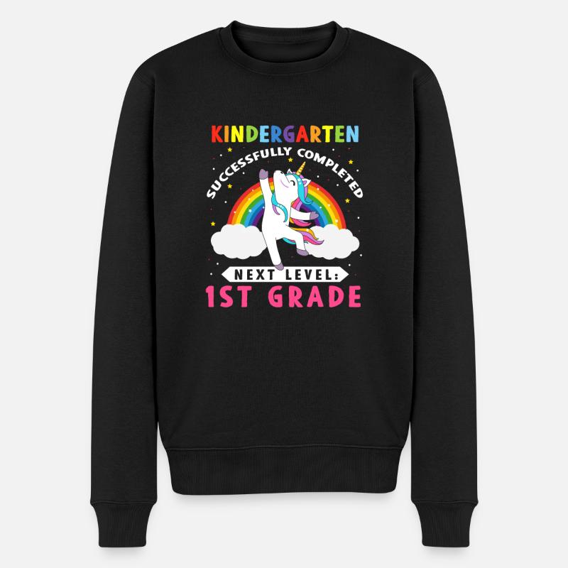 Kindergarten Successfully Completed Einhorn - Männer Premium Bio Pullover - Schwarz