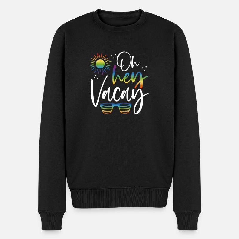Oh Hey Sommerferien - Männer Premium Bio Pullover - Schwarz