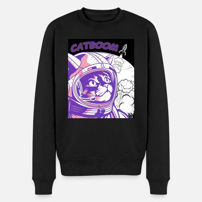 CATBOOM Comic Book Space Katzenexplosion - Männer Premium Bio Pullover - Schwarz