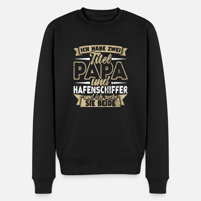 Hafenschiffer - Männer Premium Bio Pullover - Schwarz