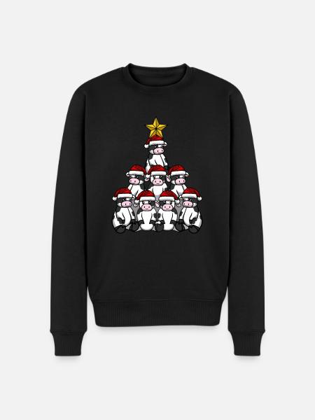 Cow Cow Christmas Tree - Men's Premium Organic Jumper - black