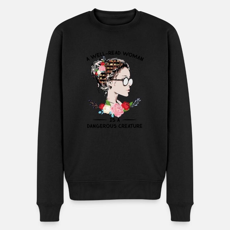 A Well Read Woman Is A Dangerous Creature - Männer Premium Bio Pullover - Schwarz