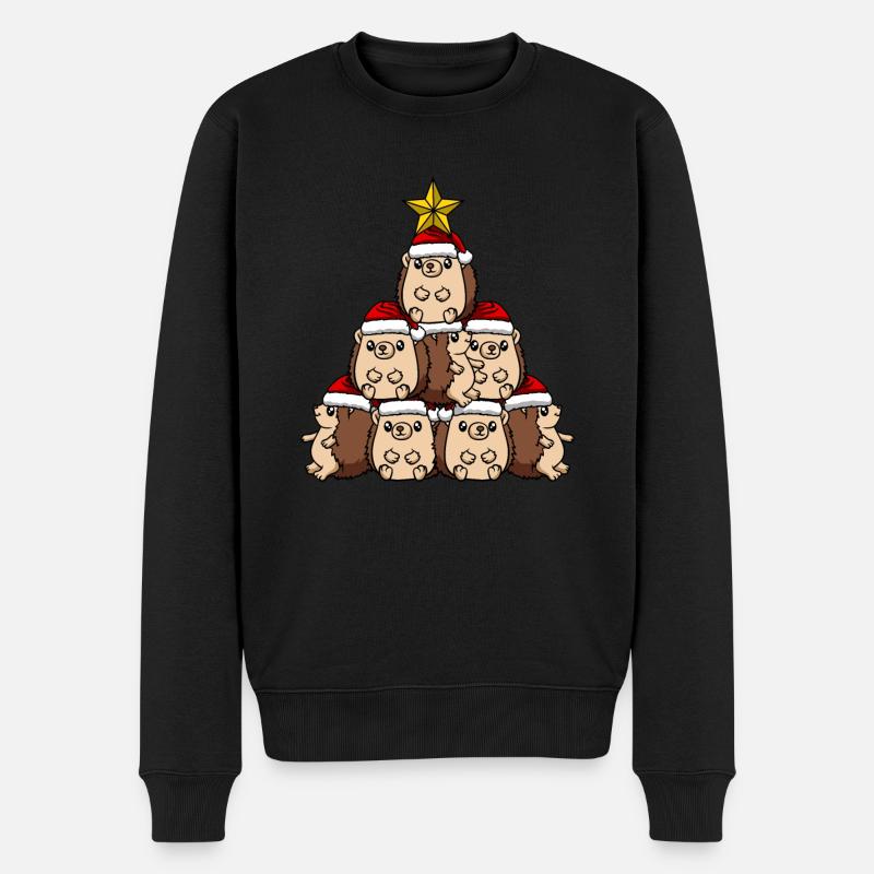 Igel Weihnachtsbaum - Männer Premium Bio Pullover - Schwarz