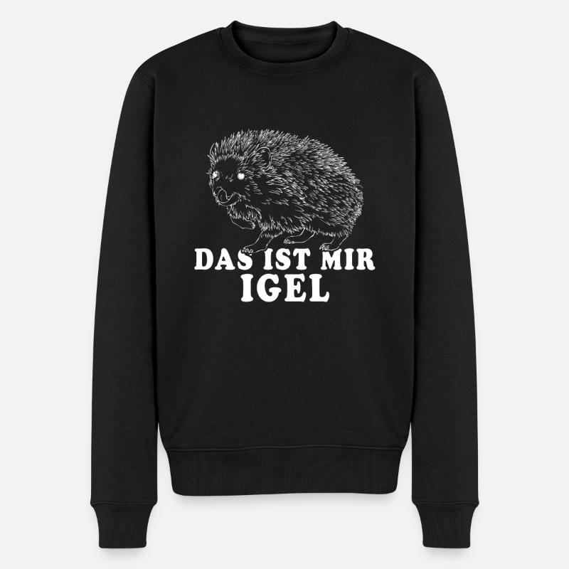 Witziger Igel Spruch Das ist mir Igel Braunbrust - Männer Premium Bio Pullover - Schwarz