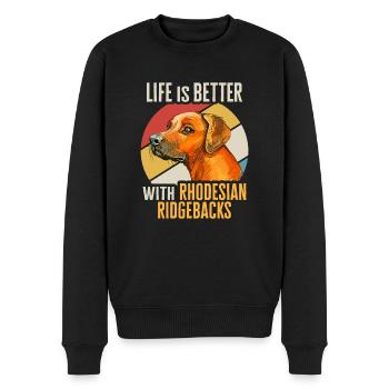Rhodesian Ridgeback Hund - Männer Premium Bio Pullover - Schwarz - Vorne - Nico (187cm)