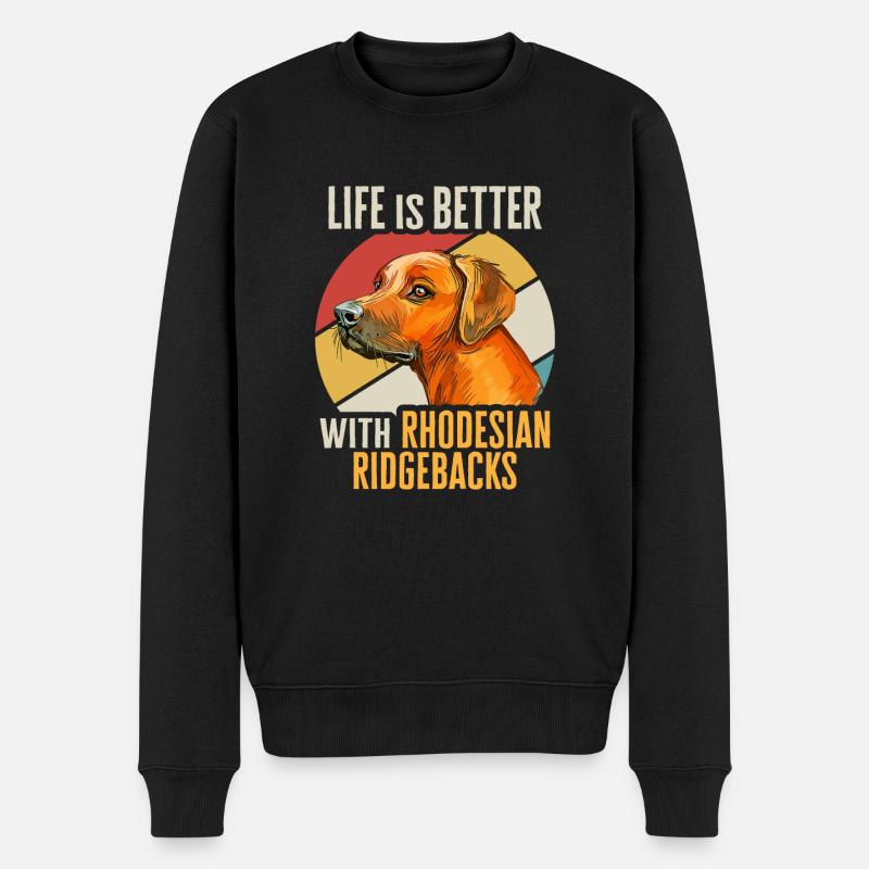 Chien Rhodesian Ridgeback - Pull Premium bio Homme - noir