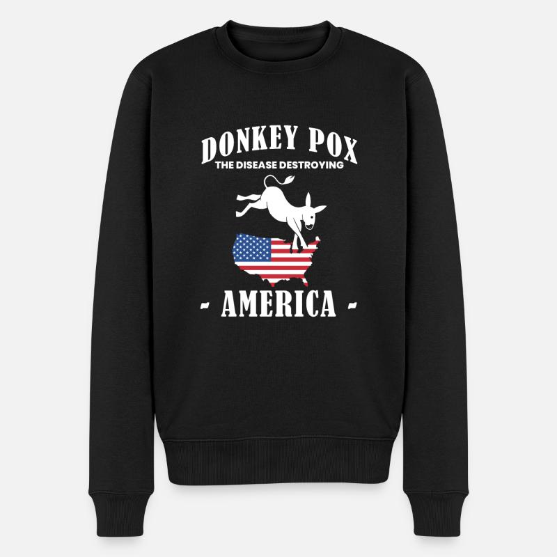 Donkey Pox Amerika Flagge Shirt - Männer Premium Bio Pullover - Schwarz