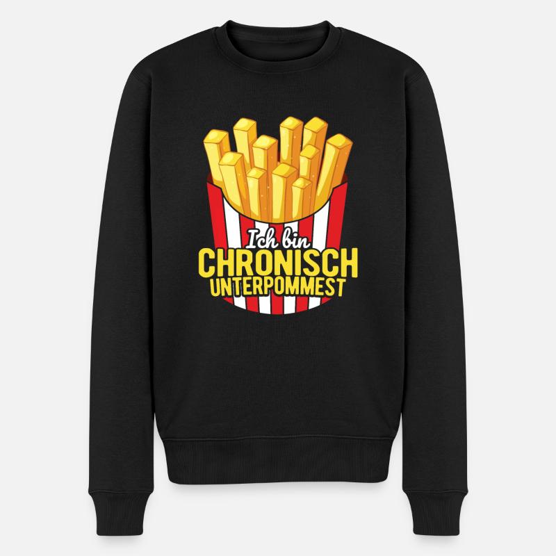 Ich bin chronisch UNTERPOMMEST - Pommes Fritten - Männer Premium Bio Pullover - Schwarz