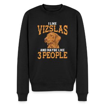 I like Vizslas and maybe 3 people - Men's Premium Organic Jumper - black - Front - Nico (187cm)