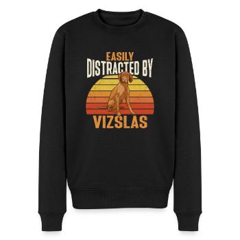 Vizsla is easily distracted by Vizslas - Men's Premium Organic Jumper - black - Front - Nico (187cm)