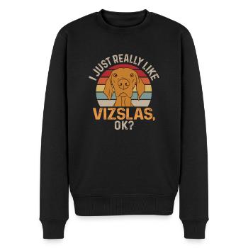 I just like Vizslas, Hungarian Vizsla - Men's Premium Organic Jumper - black - Front - Nico (187cm)