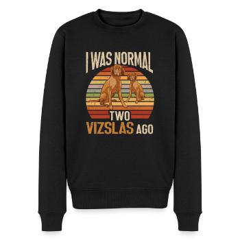 Vizsla Ich war vor zwei Vizslas normal - Männer Premium Bio Pullover - Schwarz - Vorne - Nico (187cm)