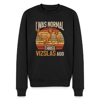 Vizsla Retro Three Vizslas ago I was normal - Men's Premium Organic Jumper - black - Front - Nico (187cm)