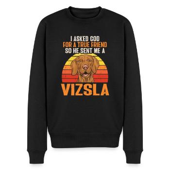 I asked God for a true friend Hungarian - Men's Premium Organic Jumper - black - Front - Nico (187cm)