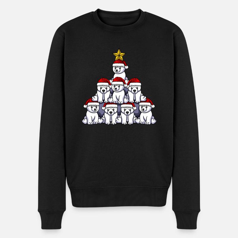 Eisbär Weihnachtsbaum - Männer Premium Bio Pullover - Schwarz
