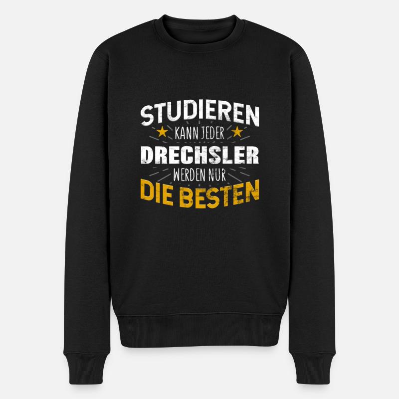 Drechsler Studiere kann jeder - Männer Premium Bio Pullover - Schwarz