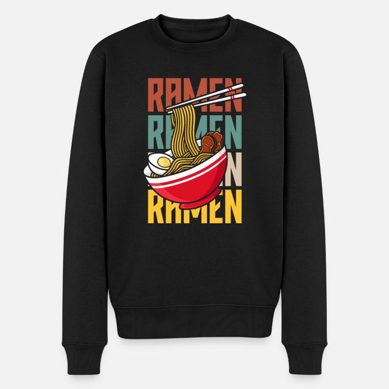 Retro Ramen Liebhaber Geschenk - Männer Premium Bio Pullover - Schwarz
