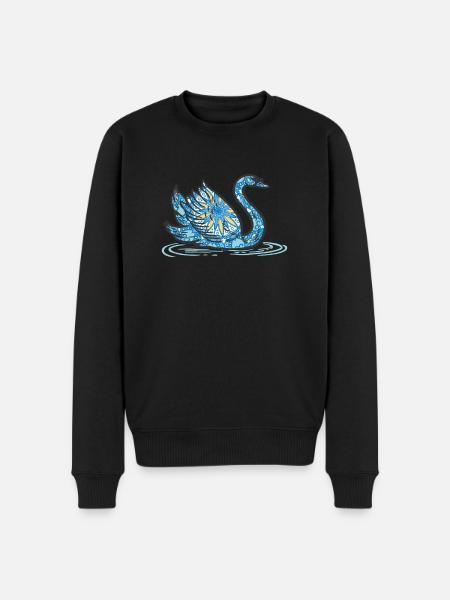 Mandala Swan Geometry Pattern - Men's Premium Organic Jumper - black