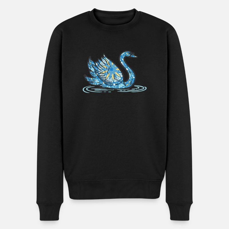 Mandala Schwan Geometrie Muster - Männer Premium Bio Pullover - Schwarz