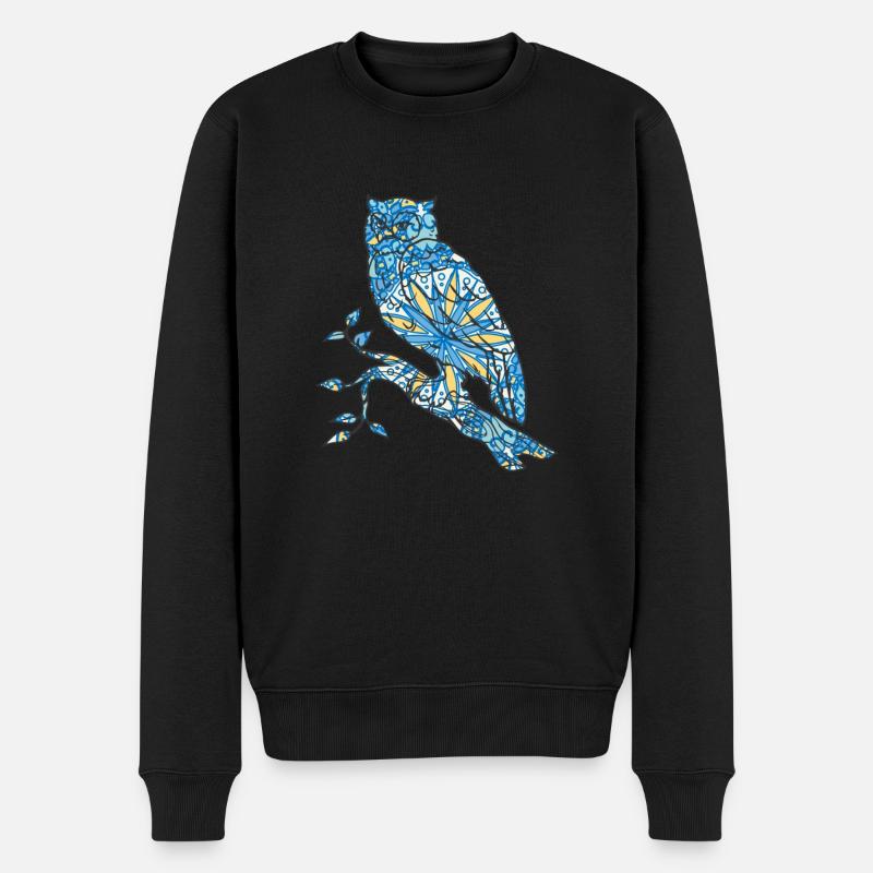 Mandala Eule Geometrie Muster - Männer Premium Bio Pullover - Schwarz