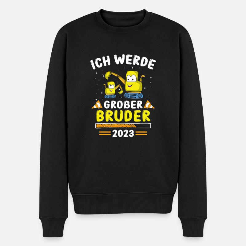 Großer Bruder Bagger 2023 - Männer Premium Bio Pullover - Schwarz