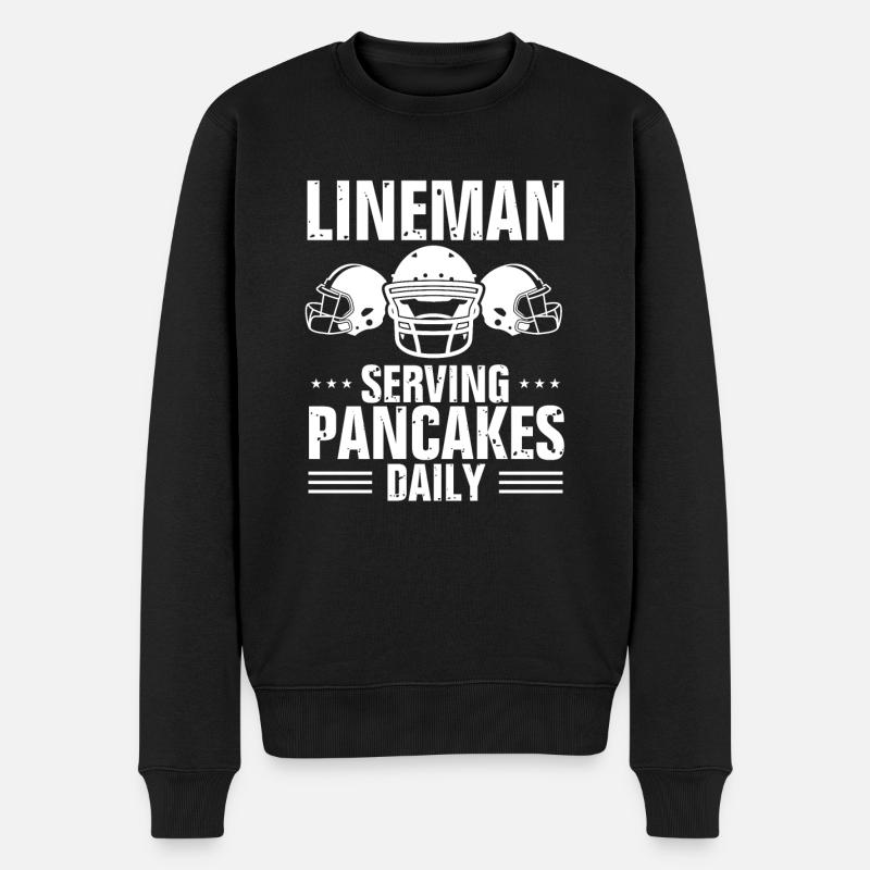 Lineman Serviert Täglich Pfannkuchen - Männer Premium Bio Pullover - Schwarz