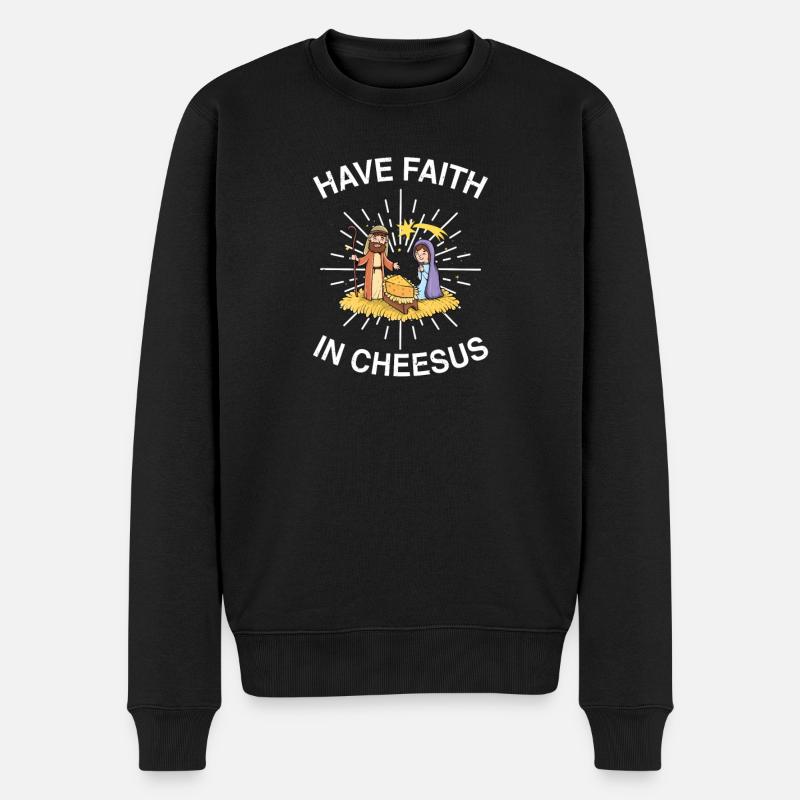 Jésus-Christ Fromage Église Christianisme Religion - Pull Premium bio Homme - noir