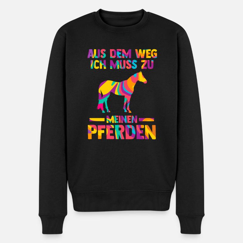 Reiten Pferd Pferdesport Geschenk - Männer Premium Bio Pullover - Schwarz