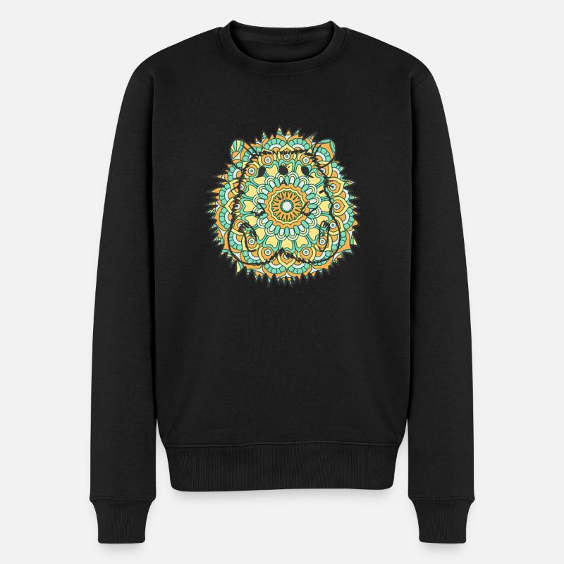 Mandala Hedgehog Geometric Pattern Art - Men's Premium Organic Jumper - black