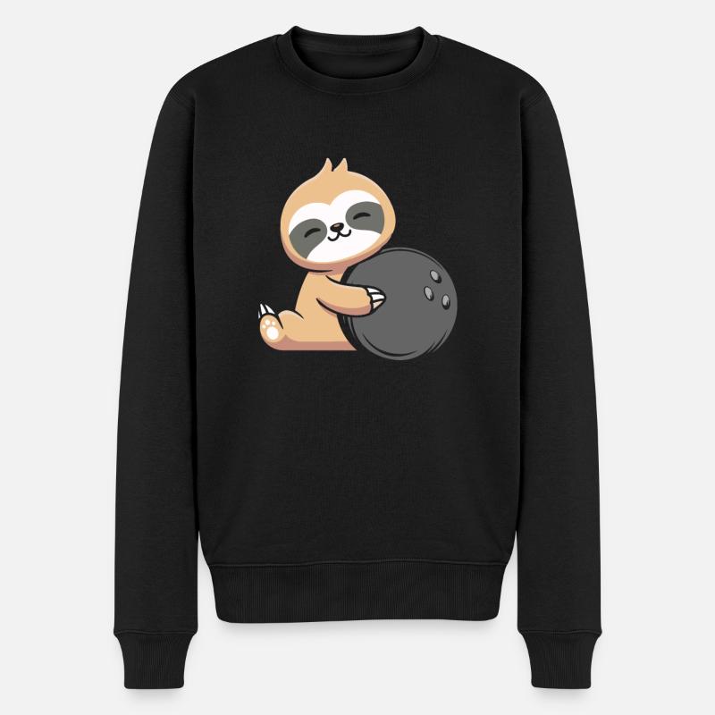 Faultier Bowling - Männer Premium Bio Pullover - Schwarz