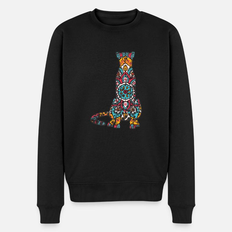 Mandala Cheetah Geometry Pattern - Men's Premium Organic Jumper - black