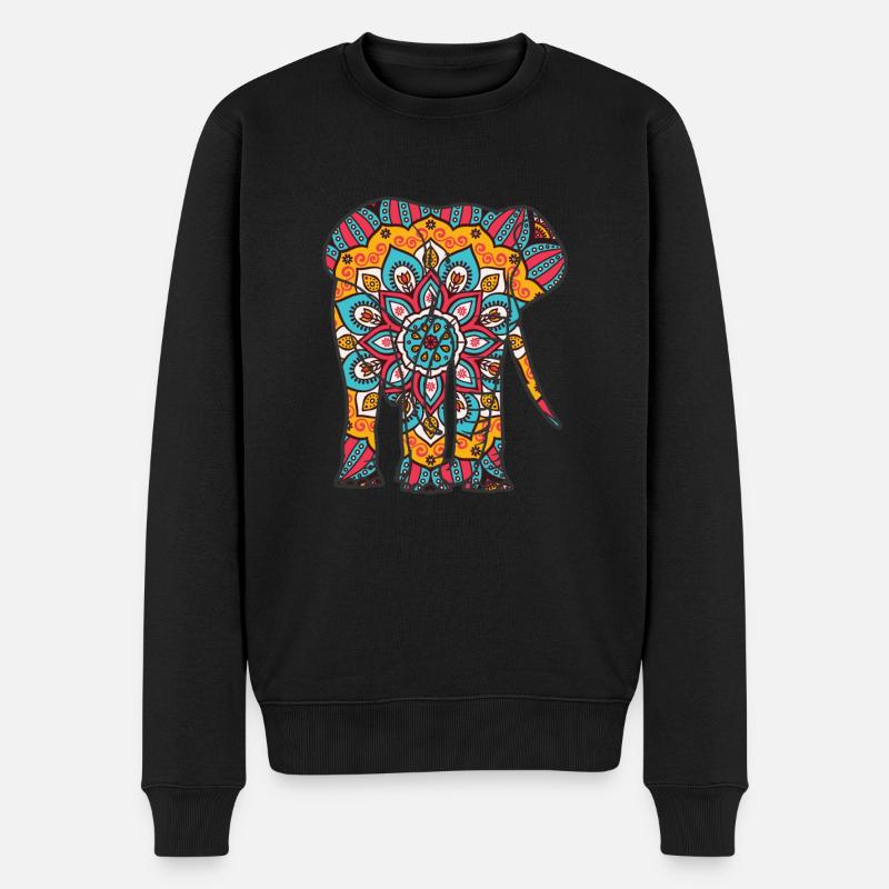 Mandala Elephant Geometre Pattern - Pull Premium bio Homme - noir