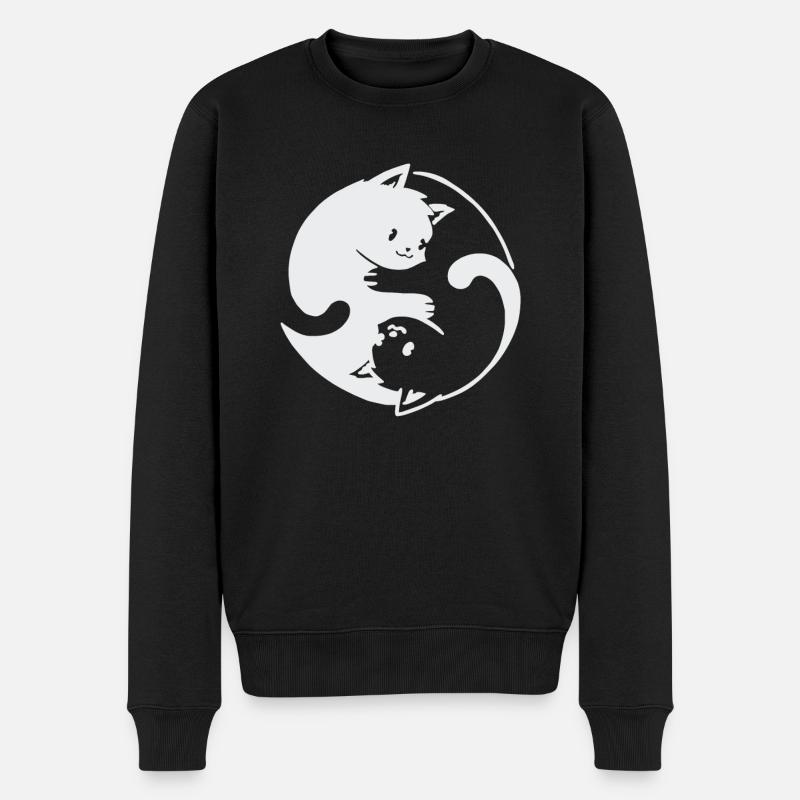 Yin Yang Chat Design - Pull Premium bio Homme - noir