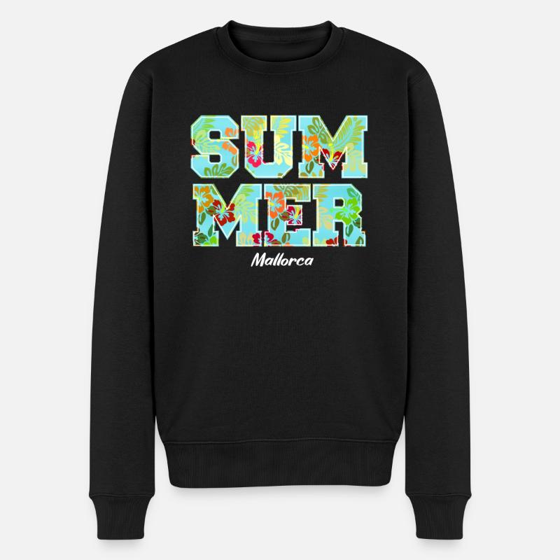 Summer Design mit Hibiskus - Männer Premium Bio Pullover - Schwarz