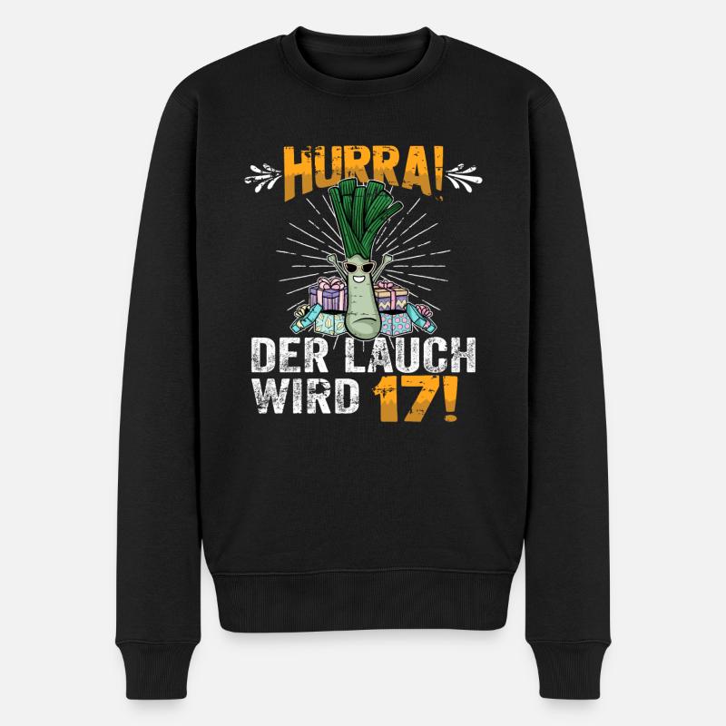 Hurra der Lauch wird 17 - Männer Premium Bio Pullover - Schwarz