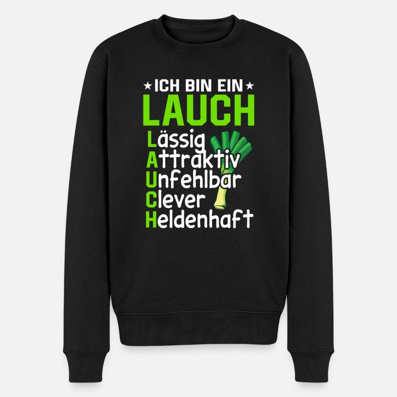 Lauch - Männer Premium Bio Pullover - Schwarz