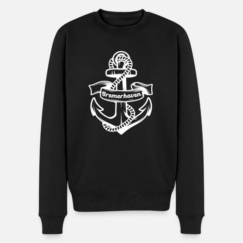 Bremerhaven Hafen Anker Souvenir Hafenstadt - Männer Premium Bio Pullover - Schwarz