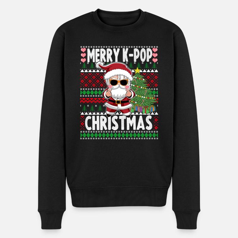 Hässlicher Weihnachtspullover Design K-Pop Weihnachtsmann - Männer Premium Bio Pullover - Schwarz