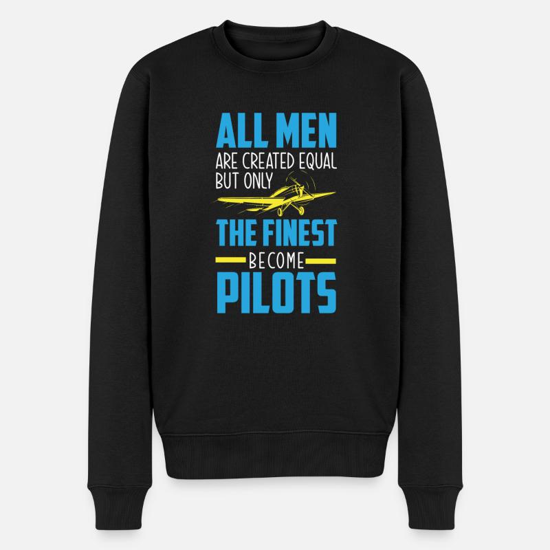 Flugzeug Luftfahrt Pilot Lustiges Piloten Geschenk - Männer Premium Bio Pullover - Schwarz