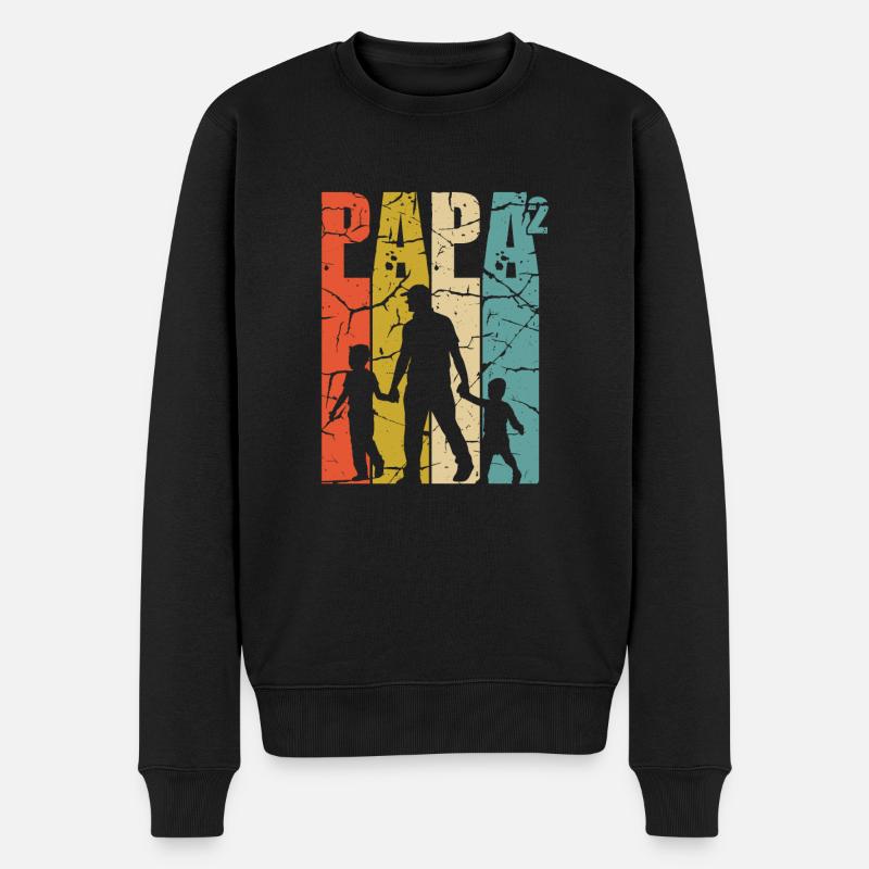 Papa hoch 2 - Männer Premium Bio Pullover - Schwarz