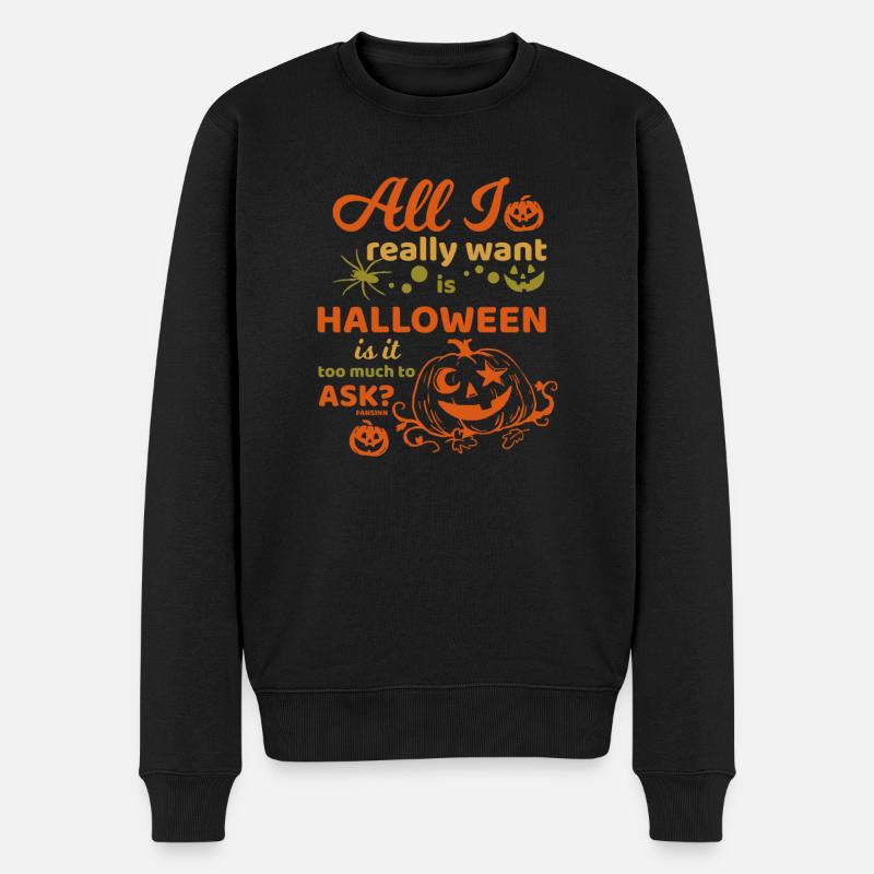 Ich möchte Halloween - Männer Premium Bio Pullover - Schwarz