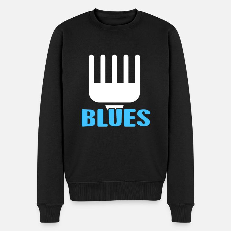 RETRO BLUES Awesome Designs For Blues Music Lover - Männer Premium Bio Pullover - Schwarz