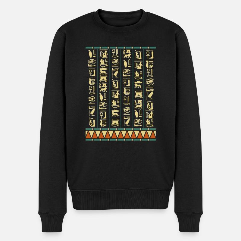 Hieroglyphen Pyramiden Altes Ägypten - Männer Premium Bio Pullover - Schwarz
