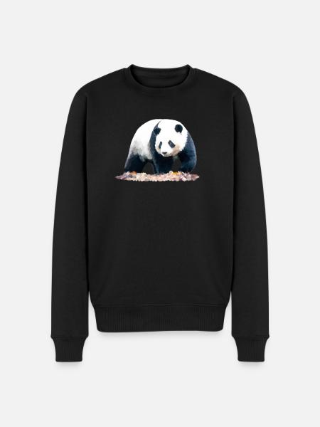 Panda Oil Drawing - Men's Premium Organic Jumper - black