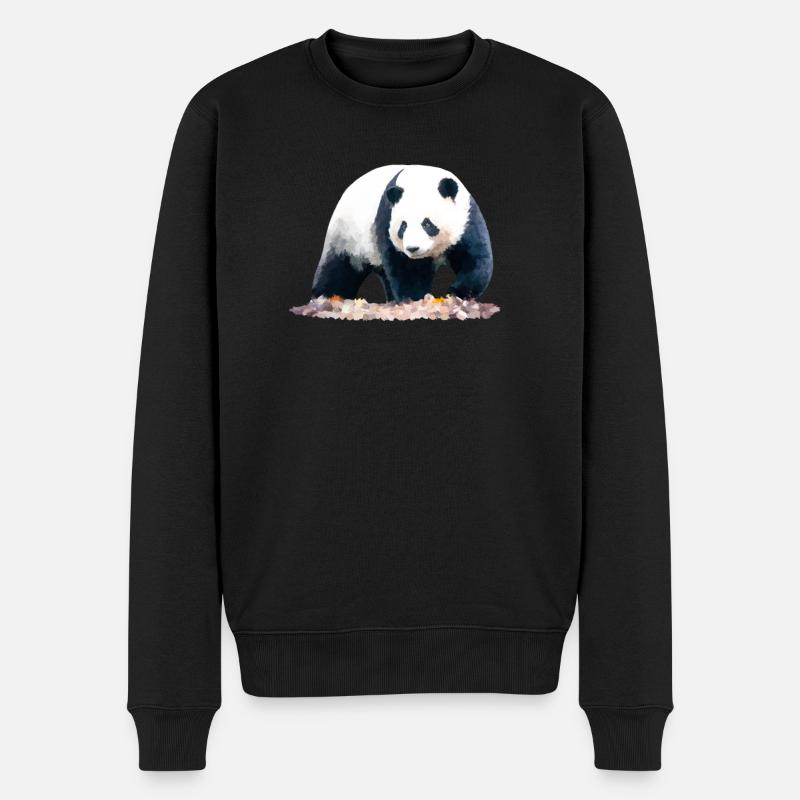 Panda Öl Zeichnung - Männer Premium Bio Pullover - Schwarz