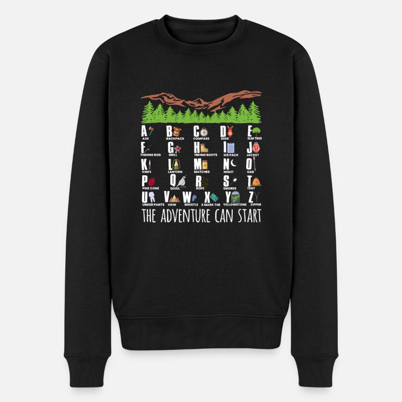 Camping Alphabet Shirt Geschenk - Männer Premium Bio Pullover - Schwarz