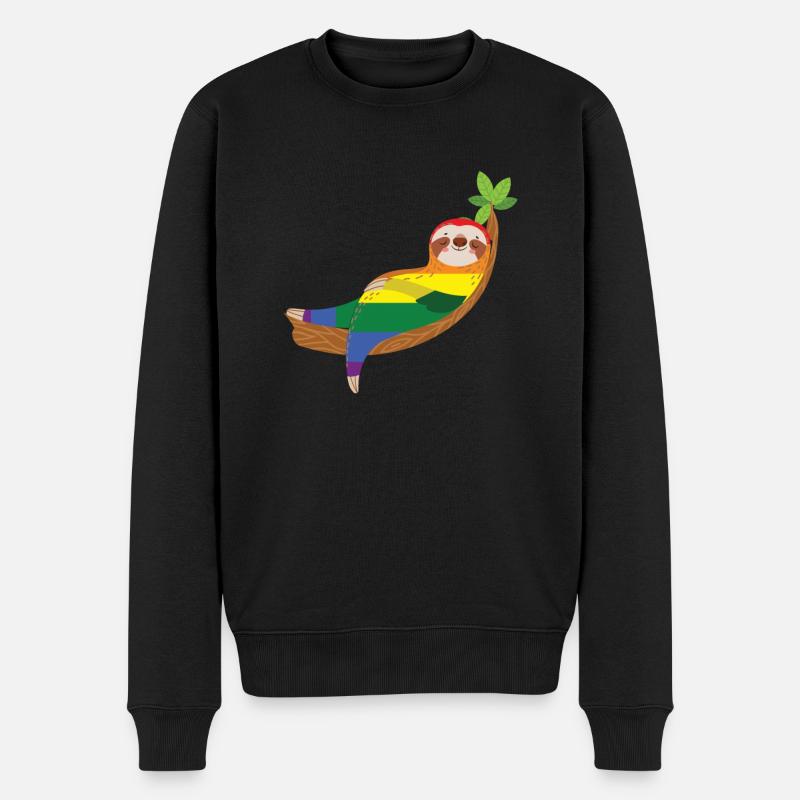 Pride Faultier - Männer Premium Bio Pullover - Schwarz