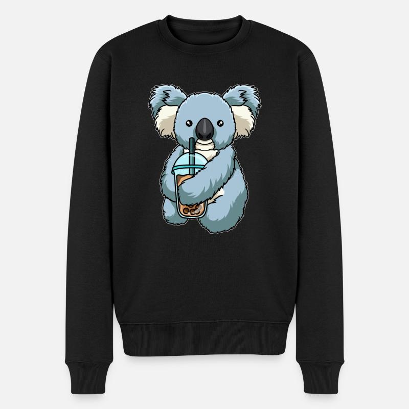 Kawaii Bubble Tea Koala - Männer Premium Bio Pullover - Schwarz