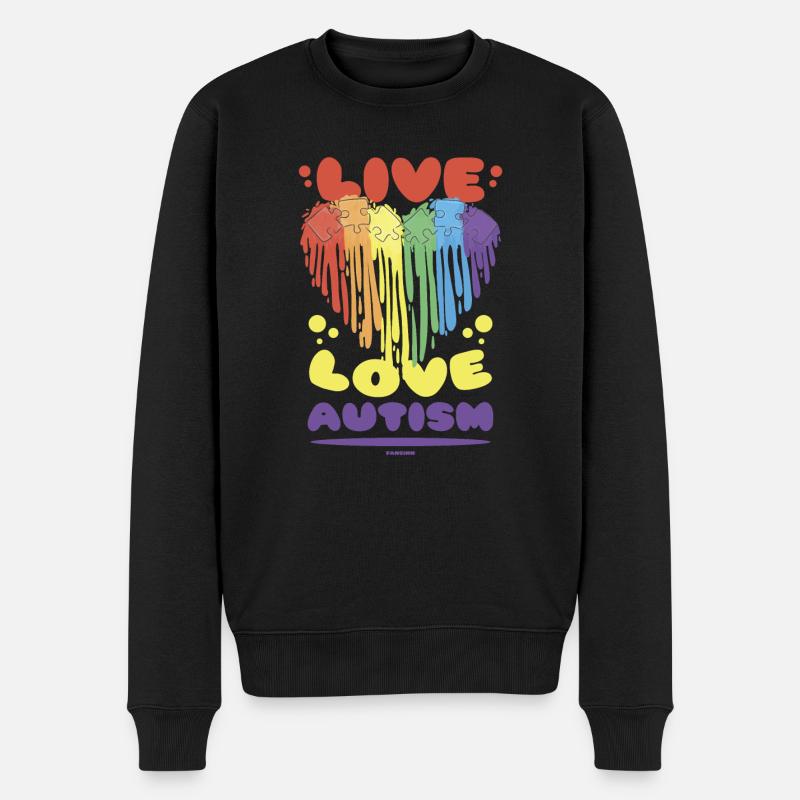 Liebe Leben Autismus Herz Asperger Syndrom - Männer Premium Bio Pullover - Schwarz
